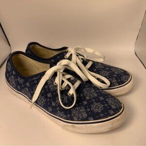 AEO Womens Canvas Blue with White Print Shoes Sneaker Size 9​​​​​​​​